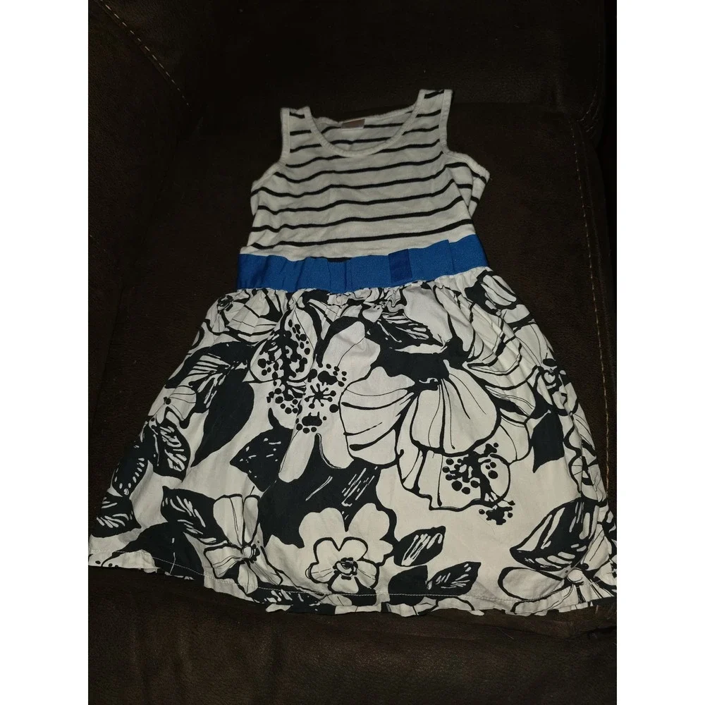 Gymboree spring getaway black white floral dress size 5‎